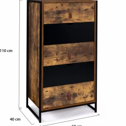 Chiffonnier bois et métal avec 5 tiroirs*IDMarket New