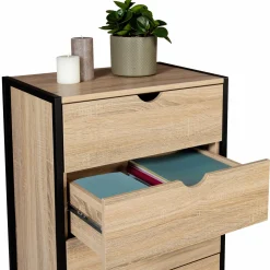 Chiffonnier industriel bois et métal 5 tiroirs*IDMarket Hot