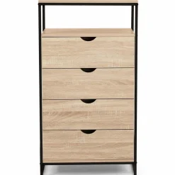 Chiffonnier industriel bois et métal avec 4 tiroirs*IDMarket Sale