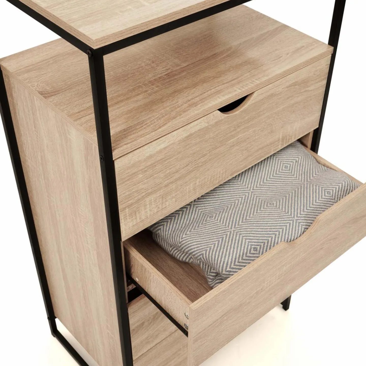 Chiffonnier industriel bois et métal avec 4 tiroirs*IDMarket Sale