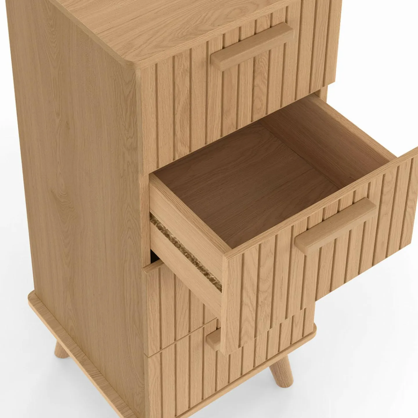 Chiffonnier lattes tasseau bois coloris chêne - meuble d'appoint 4 tiroirs 30 cm*IDMarket Best