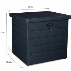 Coffre de jardin verrouillable en métal gris anthracite 200 L*IDMarket
