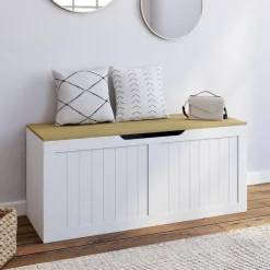 Coffre de rangement bois et blanc*IDMarket Outlet