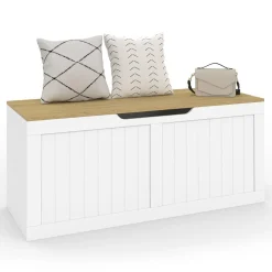 Coffre de rangement bois et blanc*IDMarket Outlet