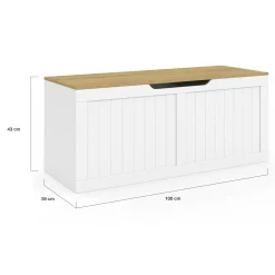 Coffre de rangement bois et blanc*IDMarket Outlet