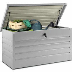 Coffre de rangement extérieur étanche en métal gris clair 350L*IDMarket Discount