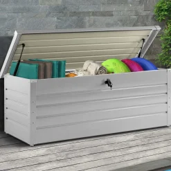 Coffre de rangement extérieur étanche en métal gris clair 600 L*IDMarket Outlet