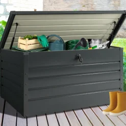 Coffre de rangement métal 810L verrouillable gris anthracite pour jardin 147x86x82 cm*IDMarket Hot