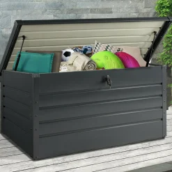 Coffre de rangement métal 810L verrouillable gris anthracite pour jardin 147x86x82 cm*IDMarket Hot