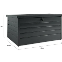 Coffre de rangement métal 810L verrouillable gris anthracite pour jardin 147x86x82 cm*IDMarket Hot