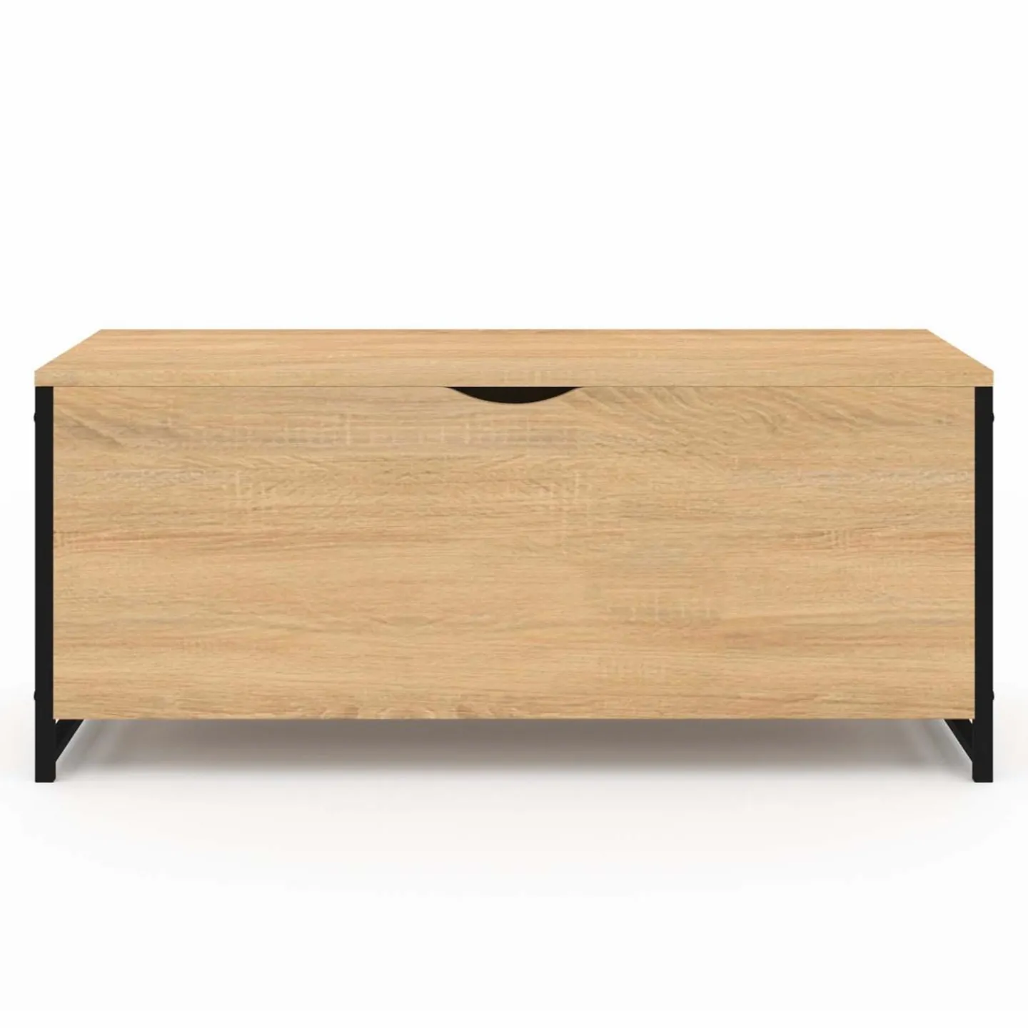 Coffre de rangement style industriel bois et noir*IDMarket