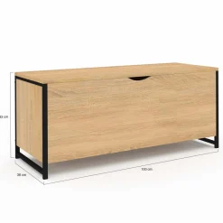 Coffre de rangement style industriel bois et noir*IDMarket