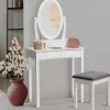 Coiffeuse blanche avec miroir et tabouret*IDMarket Discount