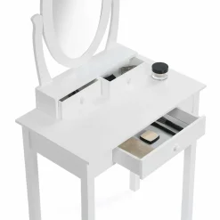 Coiffeuse blanche avec miroir et tabouret*IDMarket Discount