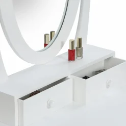 Coiffeuse blanche avec miroir et tabouret*IDMarket Discount