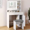 Coiffeuse blanche avec miroir LED et rangements*IDMarket Best