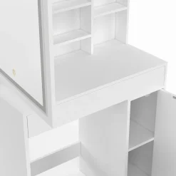 Coiffeuse blanche avec miroir LED et rangements*IDMarket Best