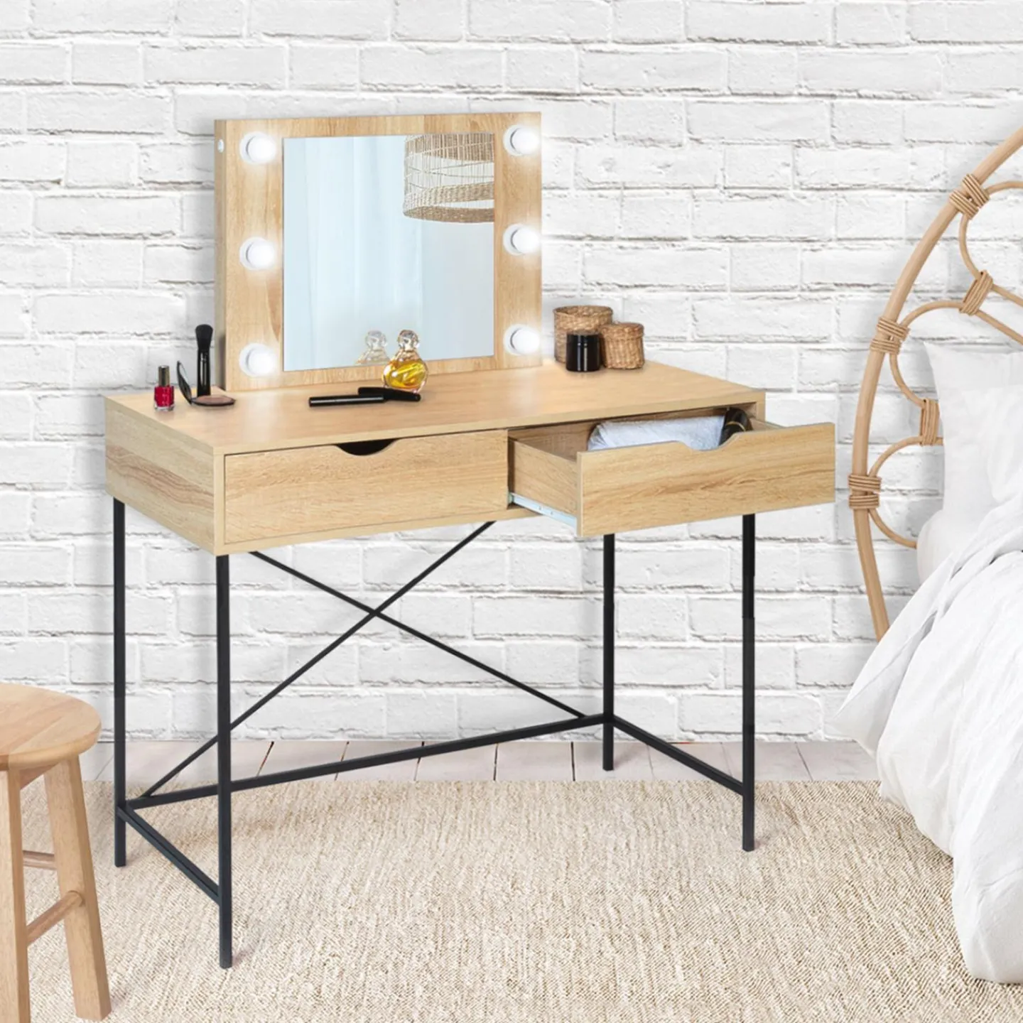 Coiffeuse industrielle avec éclairage*IDMarket Hot