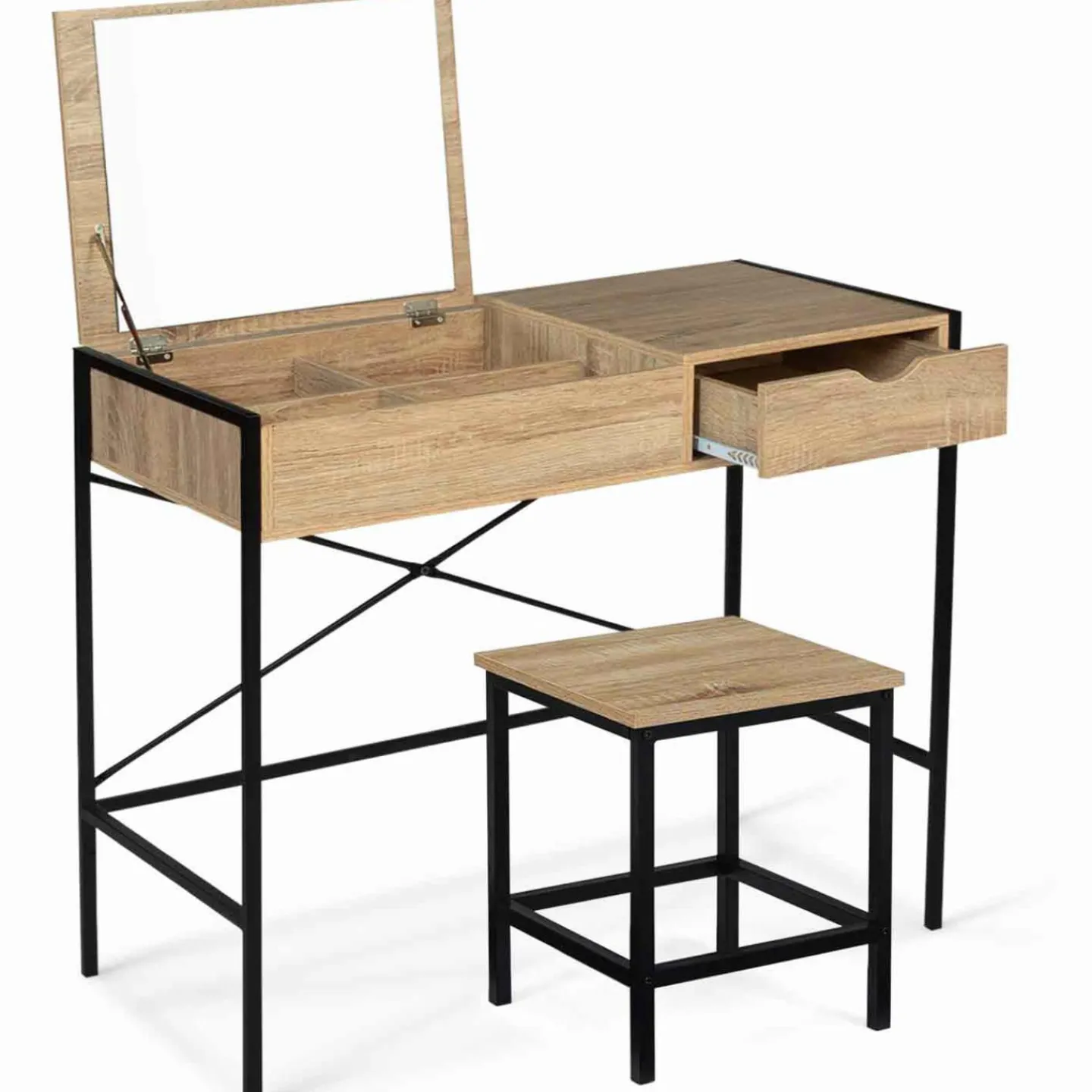 Coiffeuse industrielle avec miroir rabattable*IDMarket Best