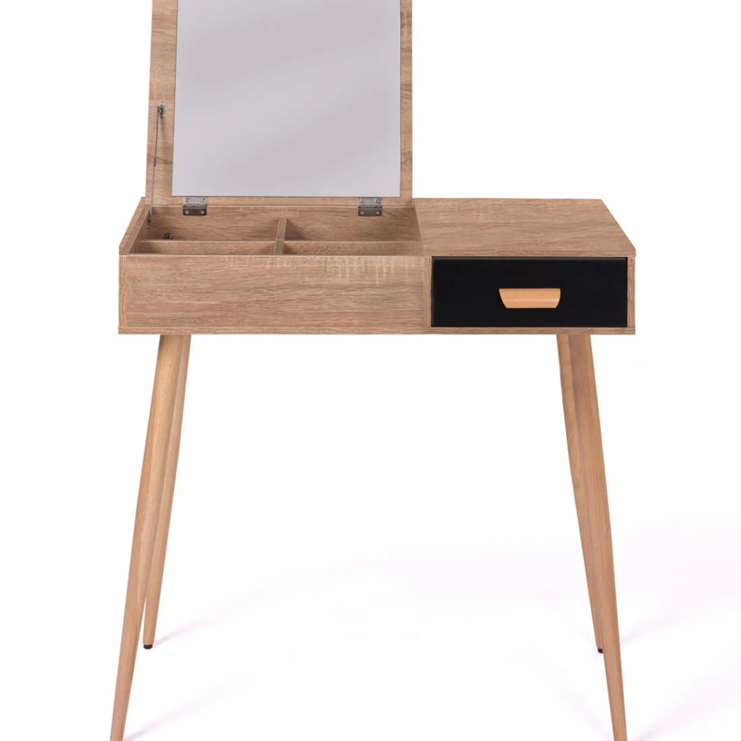 Coiffeuse scandinave miroir rabattable hêtre et noir*IDMarket Discount