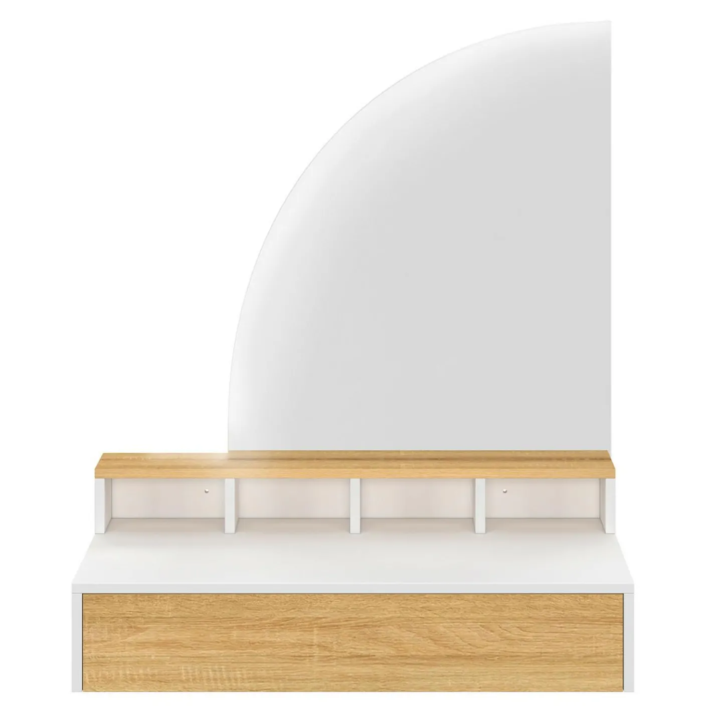 Coiffeuse suspendue miroir LED avec 4 niches, 1 tiroir bois et blanc*IDMarket New