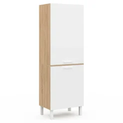 Colonne de cuisine hêtre et blanc*IDMarket Discount