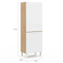 Colonne de cuisine hêtre et blanc*IDMarket Discount