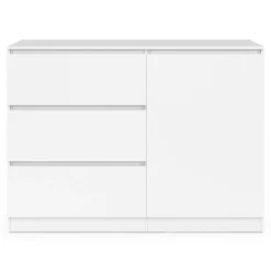 Commode 3 tiroirs + 1 porte 110 cm bois blanc*IDMarket Discount