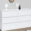 Commode 6 tiroirs 140 cm bois blanc*IDMarket Hot