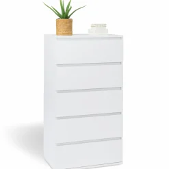 Commode 5 tiroirs blanche*IDMarket Online