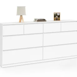 Commode 8 tiroirs bois blanc 160 cm*IDMarket Best