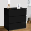 Commode 3 tiroirs design bois noir*IDMarket Sale