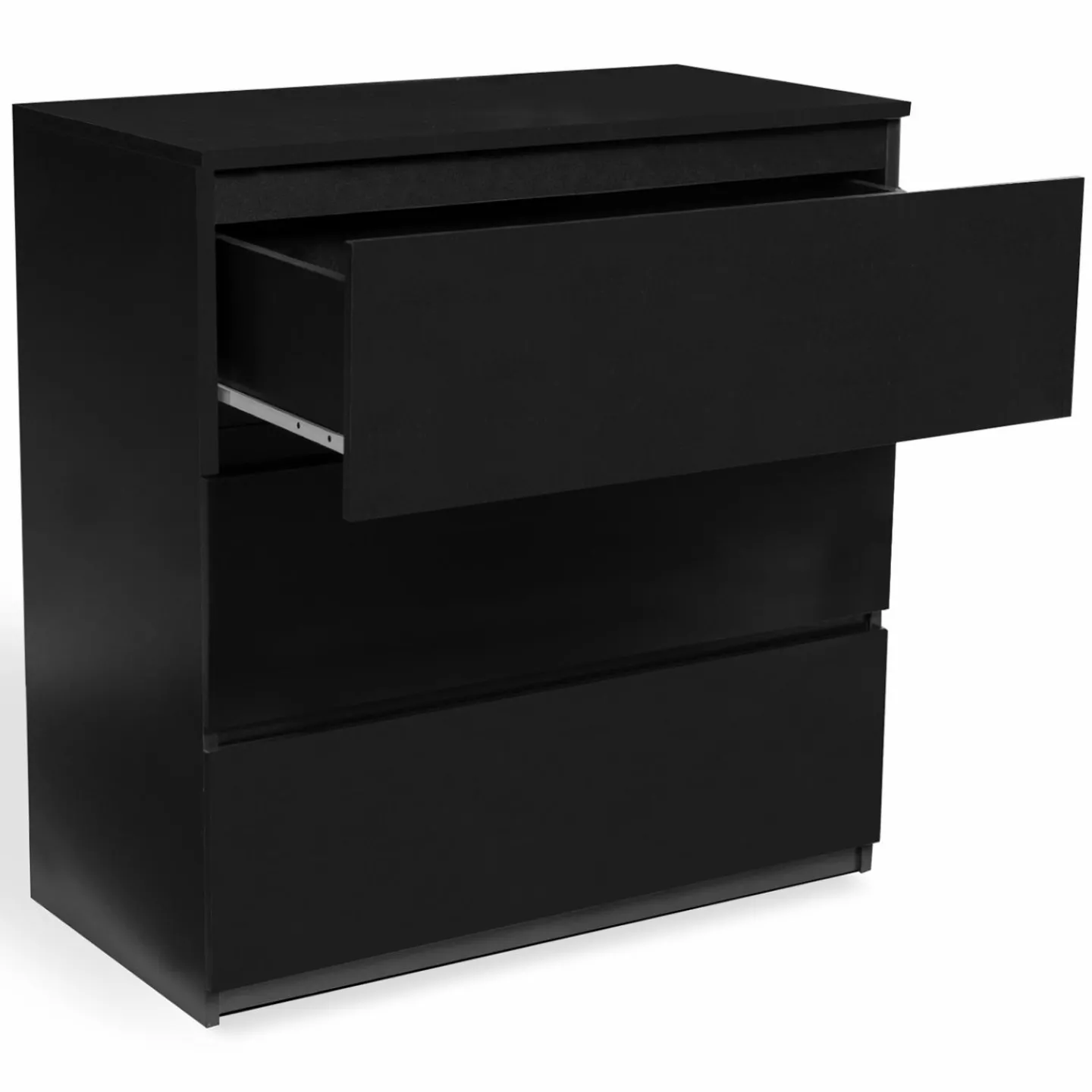 Commode 3 tiroirs design bois noir*IDMarket Sale