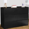 Commode 6 tiroirs design bois noir*IDMarket Hot