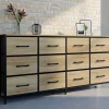 Commode 12 tiroirs en tissu 140 cm design industriel*IDMarket Discount