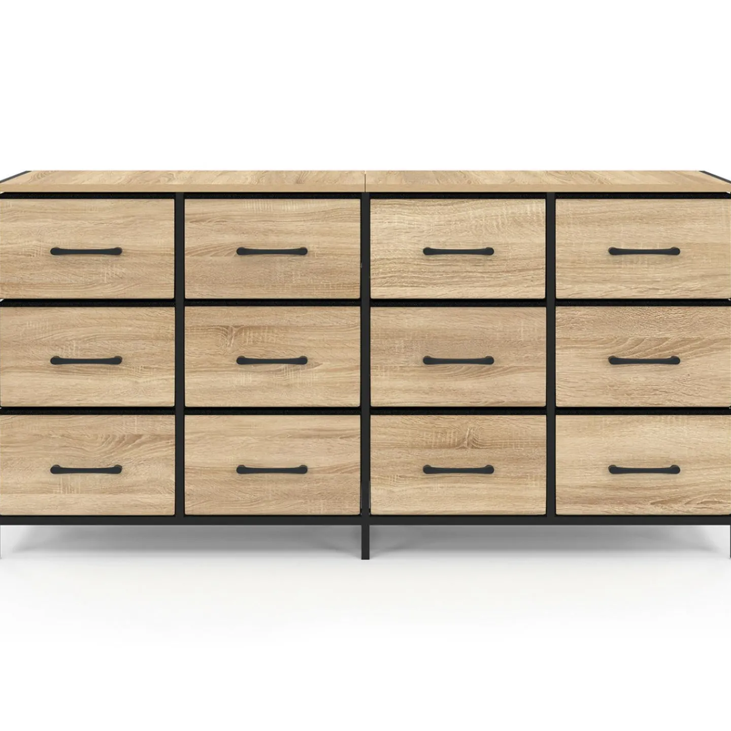 Commode 12 tiroirs en tissu 140 cm design industriel*IDMarket Discount