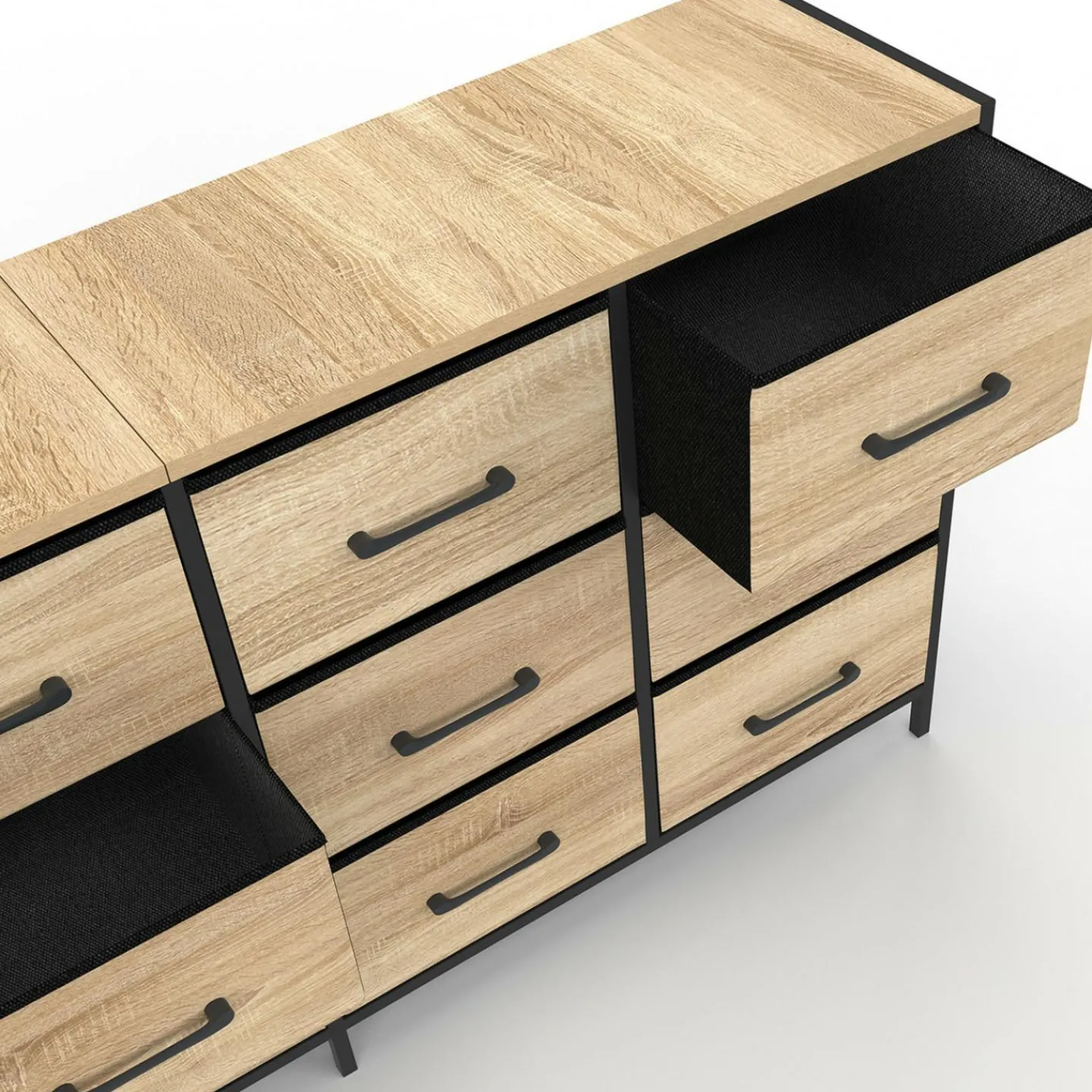 Commode 12 tiroirs en tissu 140 cm design industriel*IDMarket Discount