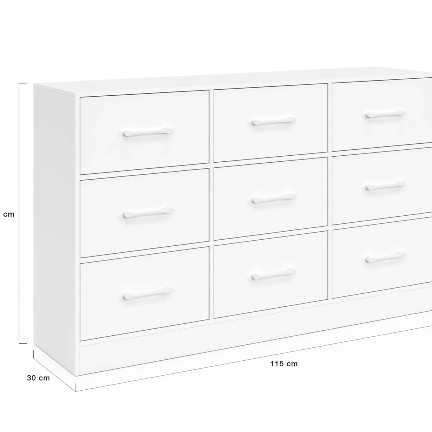 Commode 9 tiroirs en tissu 113 cm meuble de rangement bois blanc*IDMarket Clearance