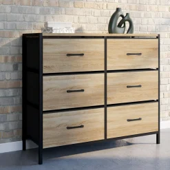 Commode 6 tiroirs en tissu industrielle*IDMarket Hot