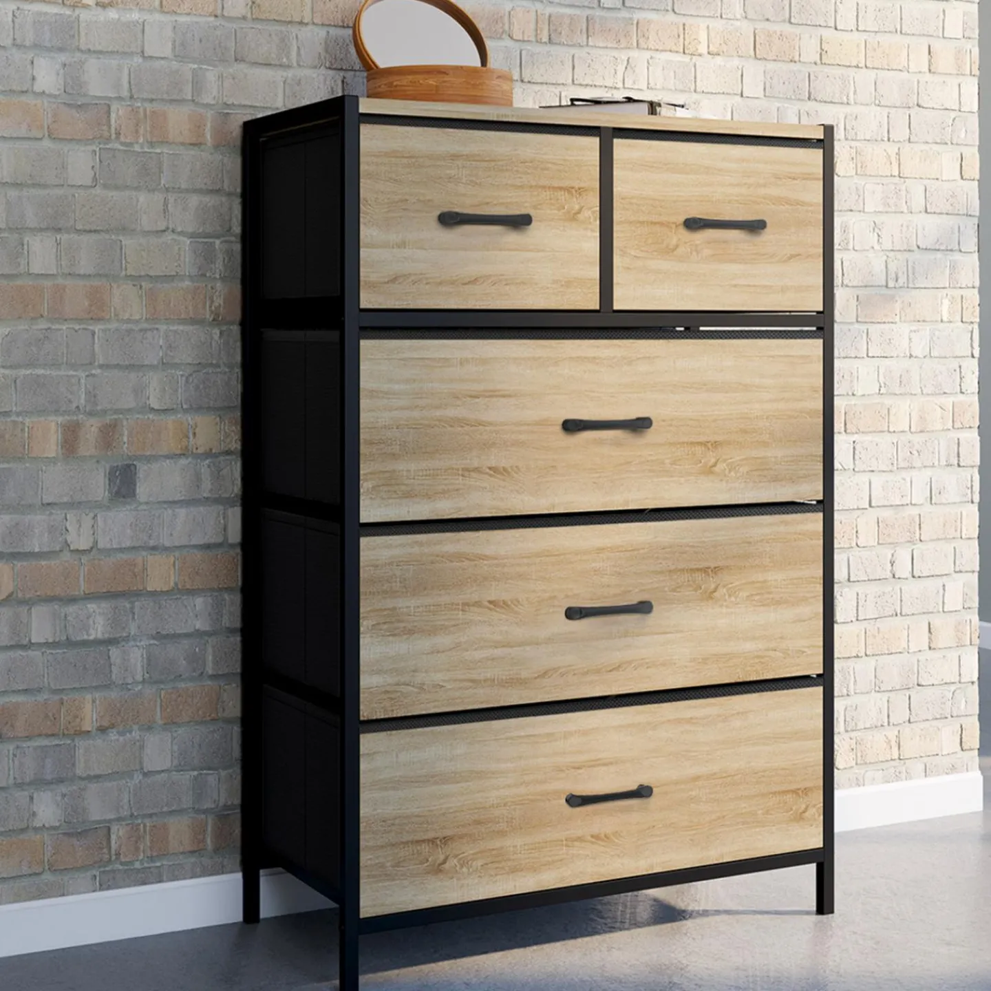 Commode 5 tiroirs en tissu industrielle*IDMarket