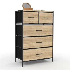 Commode 5 tiroirs en tissu industrielle*IDMarket