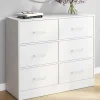 Commode 6 tiroirs en tissu 80 cm meuble de rangement bois blanc*IDMarket Best