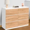 Commode blanc et bois 6 tiroirs*IDMarket New