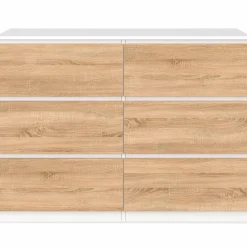 Commode blanc et bois 6 tiroirs*IDMarket New