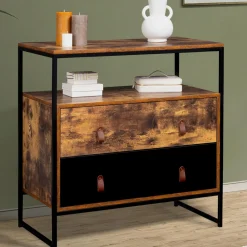 Commode bois et métal avec 2 tiroirs*IDMarket Best