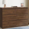Commode en bois effet noyer avec 6 tiroirs 110 cm*IDMarket New