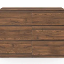 Commode en bois effet noyer avec 6 tiroirs 110 cm*IDMarket New