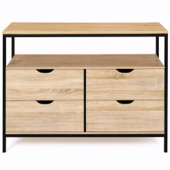 Commode industrielle 4 tiroirs et étagère*IDMarket