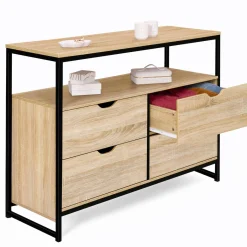 Commode industrielle 4 tiroirs et étagère*IDMarket