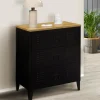 Commode industrielle 3 tiroirs métal noir et hêtre*IDMarket Sale